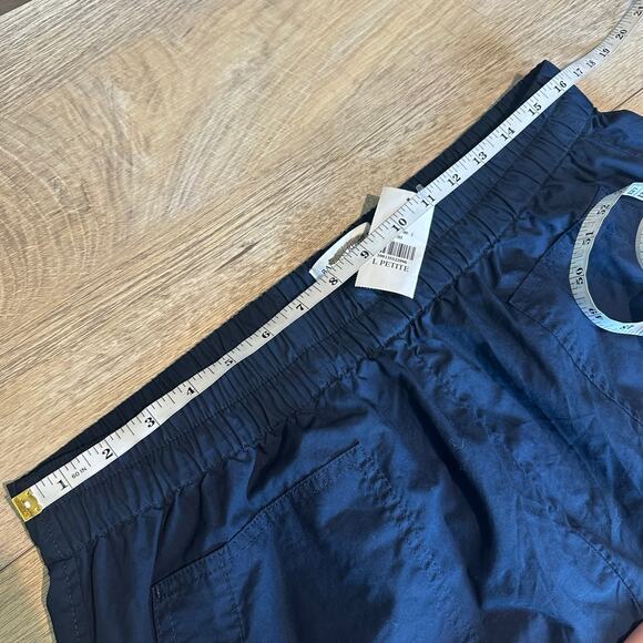 Banana Republic Wide Leg Cotton Poplin Pull on Ankle Pant Navy Blue 772631 L - Picture 10 of 12